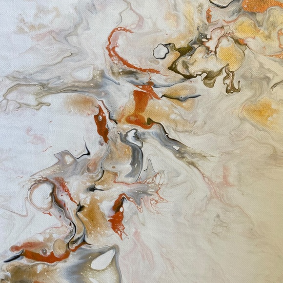 Set of two abstract acrylic pour sets acrylic blow out metallic - Picture 3 of 12